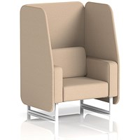Brixworth 1 Seater Open Booth, White Legs, Synergy Fabric, Affix Panels And Sofa