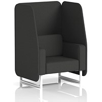 Brixworth 1 Seater Open Booth, White Legs, Synergy Fabric, Mix Panels And Sofa