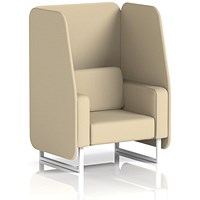 Brixworth 1 Seater Open Booth, White Legs, Sumi Fabric, Zen Panels And Sofa