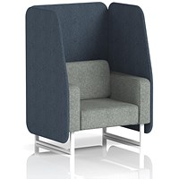Brixworth 1 Seater Open Booth, White Legs, Rivet Fabric, Crucible Panels And Prime Sofa