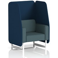 Brixworth 1 Seater Open Booth, White Legs, X2 Fabric, Calculus Panels And Polygon Sofa