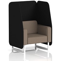 Brixworth 1 Seater Open Booth, White Legs, X2 Fabric, Diameter Panels And Theory Sofa