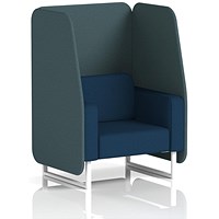 Brixworth 1 Seater Open Booth, White Legs, X2 Fabric, Polygon Panels And Calculus Sofa