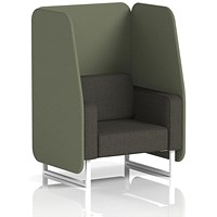 Brixworth 1 Seater Open Booth, White Legs, Main Line Flax Fabric, Monument Panels And Temple Sofa