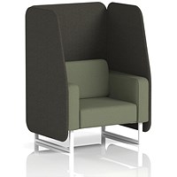 Brixworth 1 Seater Open Booth, White Legs, Main Line Flax Fabric, Temple Panels And Monument Sofa