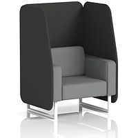 Brixworth 1 Seater Open Booth, White Legs, Synergy Fabric, Mix Panels And Partner Sofa