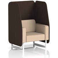Brixworth 1 Seater Open Booth, White Legs, Synergy Fabric, Wed Panels And Affix Sofa