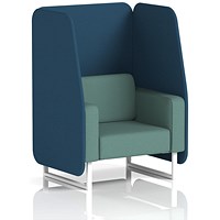 Brixworth 1 Seater Open Booth, White Legs, Sumi Fabric, Uto Panels And Handa Sofa