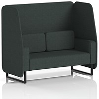Brixworth 2 Seater Open Booth, Black Legs, Rivet Fabric, Charcoal Panels And Sofa