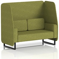 Brixworth 2 Seater Open Booth, Black Legs, Rivet Fabric, Olive Panels And Sofa