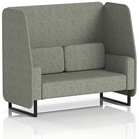 Brixworth 2 Seater Open Booth, Black Legs, Rivet Fabric, Vitreous Panels And Sofa