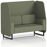 Brixworth 2 Seater Open Booth, Black Legs, Main Line Flax Fabric, Monument Panels And Sofa