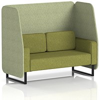 Brixworth 2 Seater Open Booth, Black Legs, Rivet Fabric, Burnish Panels And Olive Sofa