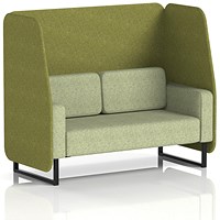Brixworth 2 Seater Open Booth, Black Legs, Rivet Fabric, Olive Panels And Burnish Sofa