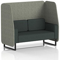 Brixworth 2 Seater Open Booth, Black Legs, Rivet Fabric, Vitreous Panels And Charcoal Sofa