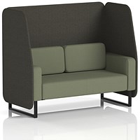 Brixworth 2 Seater Open Booth, Black Legs, Main Line Flax Fabric, Temple Panels And Monument Sofa
