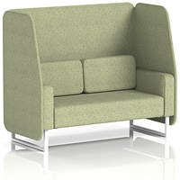 Brixworth 2 Seater Open Booth, White Legs, Rivet Fabric, Burnish Panels And Sofa