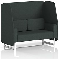 Brixworth 2 Seater Open Booth, White Legs, Rivet Fabric, Charcoal Panels And Sofa
