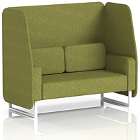 Brixworth 2 Seater Open Booth, White Legs, Rivet Fabric, Olive Panels And Sofa