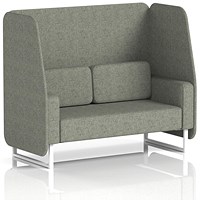 Brixworth 2 Seater Open Booth, White Legs, Rivet Fabric, Vitreous Panels And Sofa