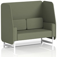 Brixworth 2 Seater Open Booth, White Legs, Main Line Flax Fabric, Monument Panels And Sofa