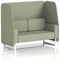 Brixworth 2 Seater Open Booth, White Legs, Main Line Flax Fabric, Newbury Panels And Sofa