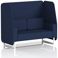 Brixworth 2 Seater Open Booth, White Legs, Synergy Fabric, Alike Panels And Sofa