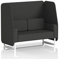 Brixworth 2 Seater Open Booth, White Legs, Synergy Fabric, Mix Panels And Sofa