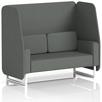 Brixworth 2 Seater Open Booth, White Legs, Sumi Fabric, Kobe Panels And Sofa