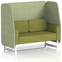 Brixworth 2 Seater Open Booth, White Legs, Rivet Fabric, Burnish Panels And Olive Sofa
