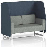 Brixworth 2 Seater Open Booth, White Legs, Rivet Fabric, Crucible Panels And Prime Sofa