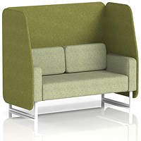 Brixworth 2 Seater Open Booth, White Legs, Rivet Fabric, Olive Panels And Burnish Sofa