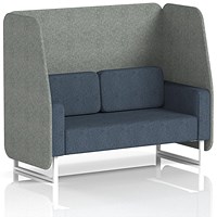 Brixworth 2 Seater Open Booth, White Legs, Rivet Fabric, Prime Panels And Crucible Sofa