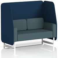Brixworth 2 Seater Open Booth, White Legs, X2 Fabric, Calculus Panels And Polygon Sofa