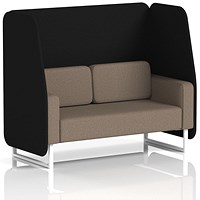 Brixworth 2 Seater Open Booth, White Legs, X2 Fabric, Diameter Panels And Theory Sofa