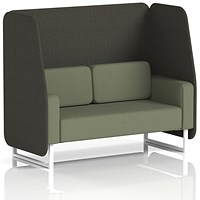 Brixworth 2 Seater Open Booth, White Legs, Main Line Flax Fabric, Temple Panels And Monument Sofa