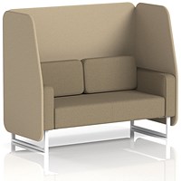 Brixworth 2 Seater Open Booth, White Legs, Main Line Flax Fabric, Upminster Panels And Bank Sofa