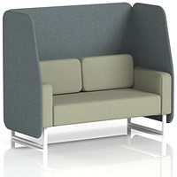 Brixworth 2 Seater Open Booth, White Legs, Main Line Flax Fabric, Westminster Panels And Newbury Sofa