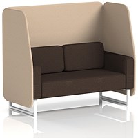 Brixworth 2 Seater Open Booth, White Legs, Synergy Fabric, Affix Panels And Wed Sofa