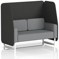 Brixworth 2 Seater Open Booth, White Legs, Synergy Fabric, Mix Panels And Partner Sofa