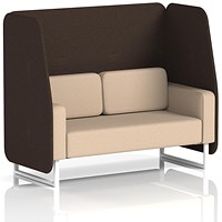Brixworth 2 Seater Open Booth, White Legs, Synergy Fabric, Wed Panels And Affix Sofa