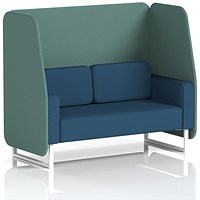 Brixworth 2 Seater Open Booth, White Legs, Sumi Fabric, Handa Panels And Uto Sofa