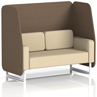 Brixworth 2 Seater Open Booth, White Legs, Sumi Fabric, Osaka Panels And Zen Sofa
