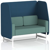 Brixworth 2 Seater Open Booth, White Legs, Sumi Fabric, Uto Panels And Handa Sofa
