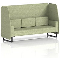 Brixworth 3 Seater Open Booth, Black Legs, Rivet Fabric, Burnish Panels And Sofa