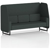 Brixworth 3 Seater Open Booth, Black Legs, Rivet Fabric, Charcoal Panels And Sofa