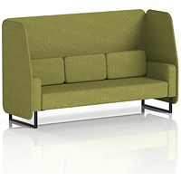 Brixworth 3 Seater Open Booth, Black Legs, Rivet Fabric, Olive Panels And Sofa