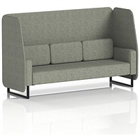 Brixworth 3 Seater Open Booth, Black Legs, Rivet Fabric, Vitreous Panels And Sofa