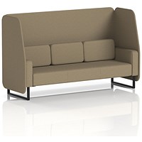 Brixworth 3 Seater Open Booth, Black Legs, Main Line Flax Fabric, Bank Panels And Sofa