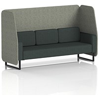 Brixworth 3 Seater Open Booth, Black Legs, Rivet Fabric, Vitreous Panels And Charcoal Sofa
